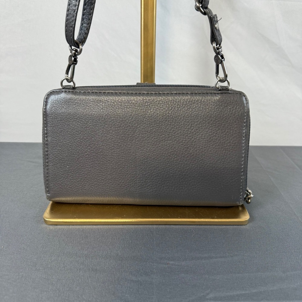The Sak Iris Gray Leather Studded Smartphone Wristlet Wallet Crossbody - Picture 4 of 9